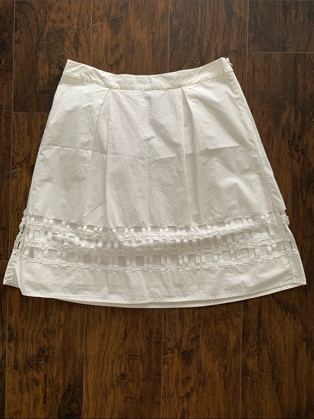 Banana Republic White A-Line Skirt with Cutout Trim